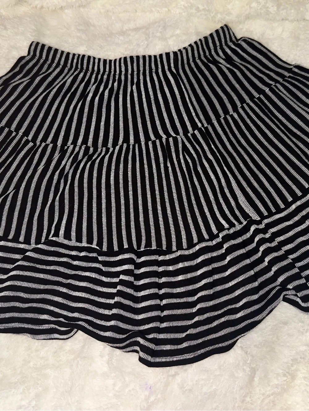 Black and White Striped Tiered Women's Skirt